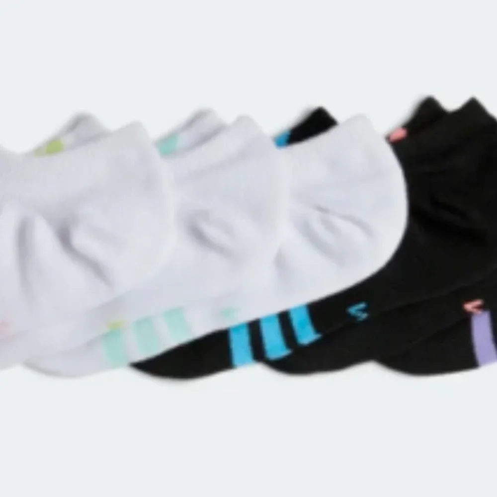 🆕 Adidas FZ7078 Girls 6 Pack Superlite No Show Socks Size Large 3Y - 9